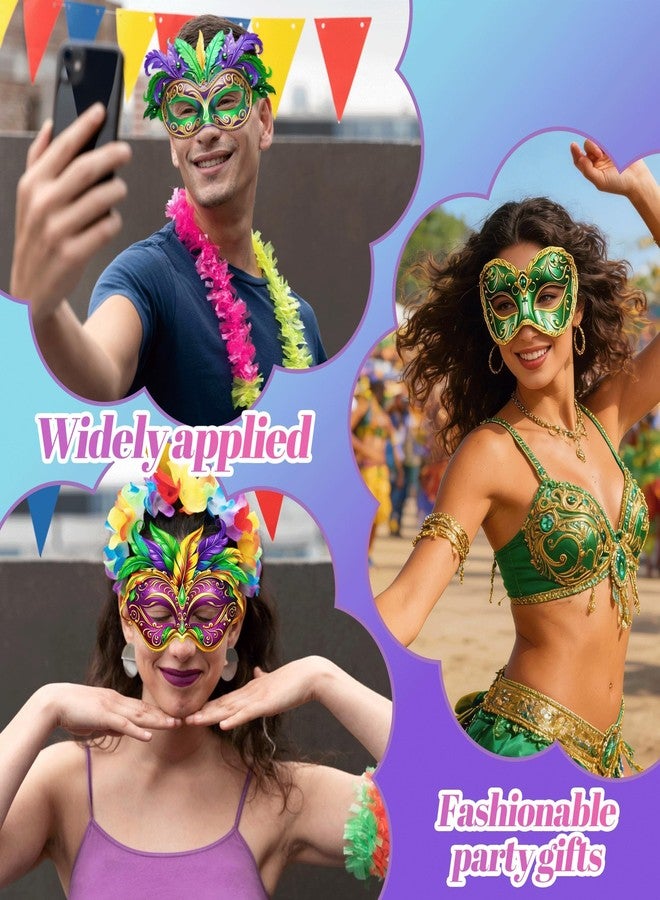 MOSIOBERDAVIAN 24 Pcs Mardi Gras Masks Bulk Paper Masquerade Masks Pack Vintage Carnival Mask for Masquerade Party Supplies for Women Man New Orleans Dress Up Photo Booth Prop Prom Decor Party Favors - Image 5
